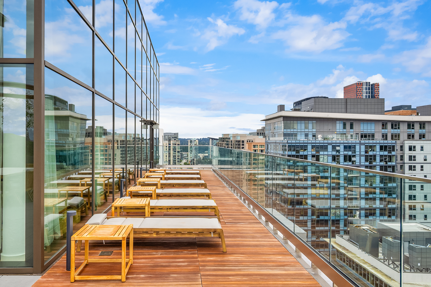 Rooftop sun deck with lounge seating